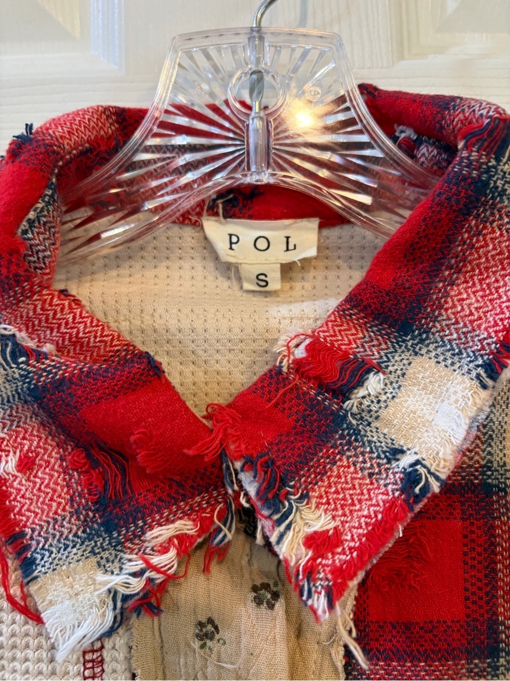 POL Long Sleeve Distressed Red Plaid Woven Button Down Shirt NEW FALL WINTER - Picture 2 of 14